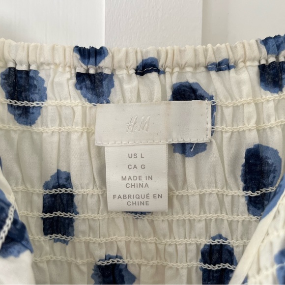 H&M Smocked Cotton Dress Sz L - Picture 5 of 6